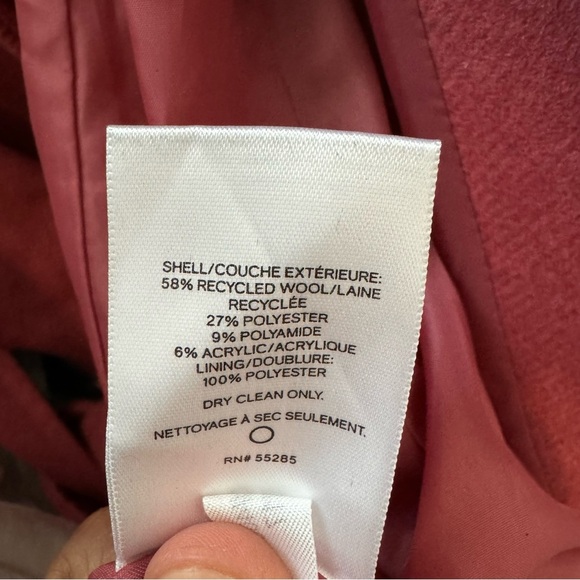 Express Womens Classic Trench Pea Coat in Blush Pink size XS Wool Blend Belted - Picture 8 of 8